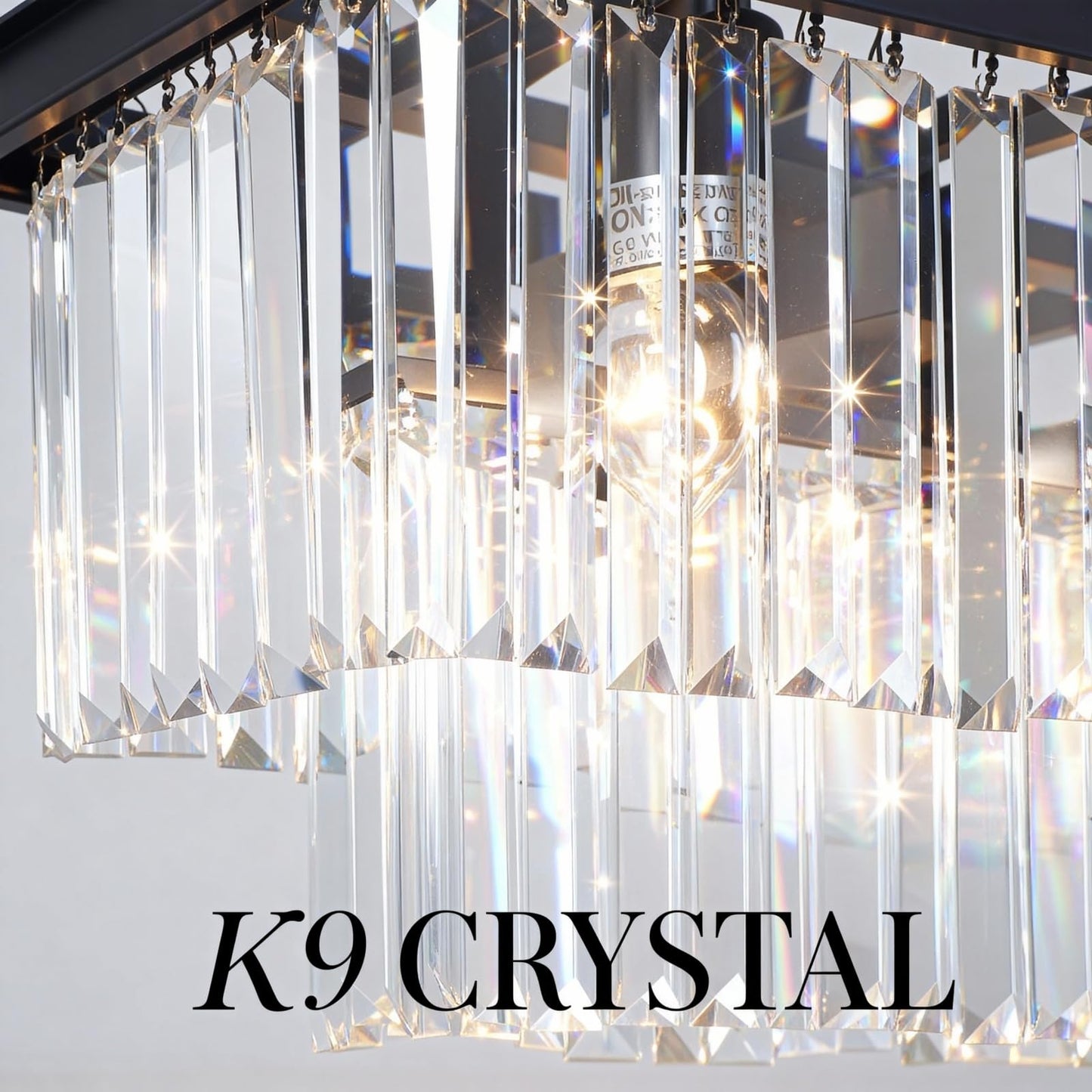 MEELIGHTING Rectangle Crystal Chandelier 59 inch, Modern Rectangular Chandeliers Ceiling Hanging Linear Chandeliers Light Fixture for Dining Room, Kitchen Island, Bar, Black,14-Light