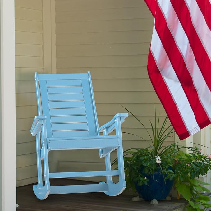 GREENVINES Outdoor Rocking Chairs | Set of 2 | Porch Rocker | HDPE Plastic | Arctic | Oversized Rockers | High Back | Big & Tall | Ladder Back | for Patio Outside Backyard Balcony Garden