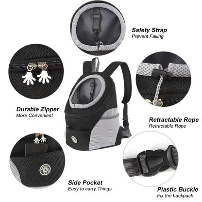 M MUNCASO Dog Carrier Backpack Small Pet Travel Bag Puppy Pet Front Pack with Breathable Head-Out Design and Waterproof Bottom Airline Approved for Outdoor Hiking Travel (M,Black)