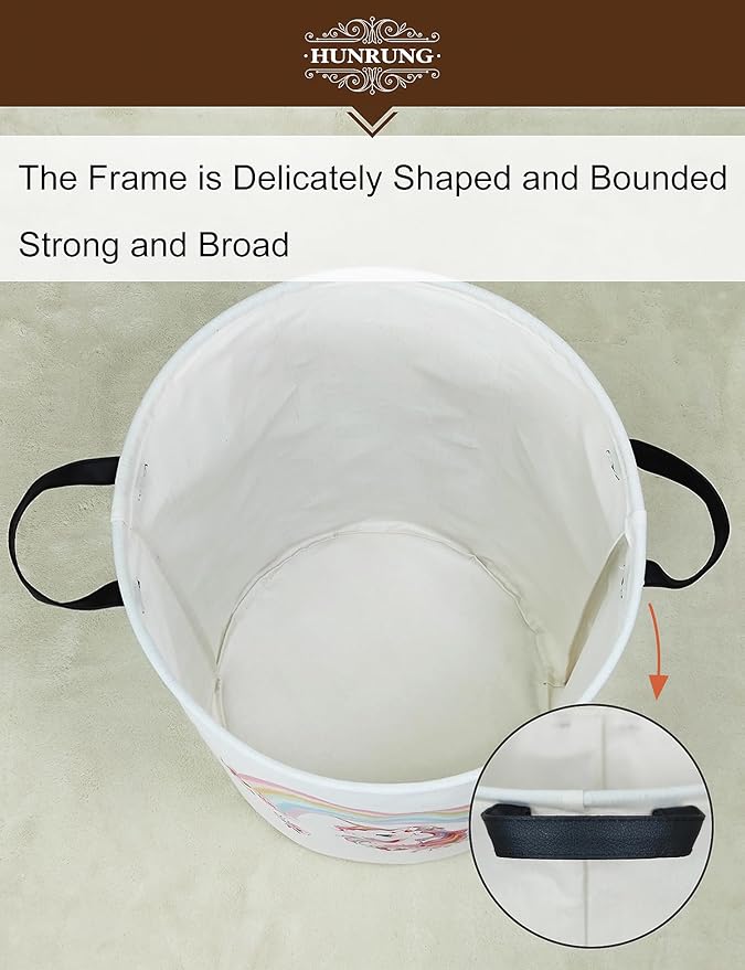 HUNRUNG Laundry Hamper, Large Canvas Fabric Lightweight Storage Basket Toy