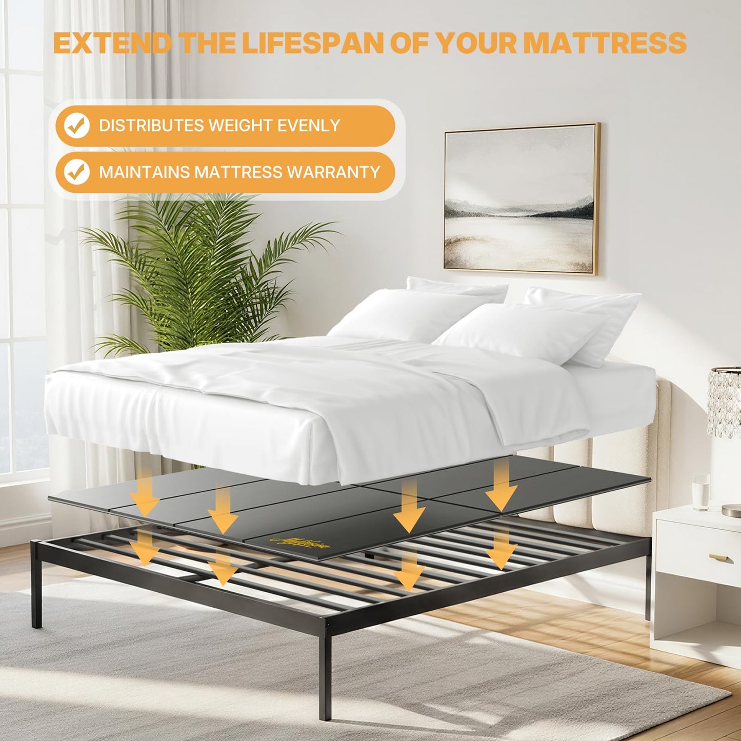 Bunkie Board King Size (76x80'') - Extra Sturdy Wood Bed Boards for Slatted Metal Frame, Sleeper Sofa Support Board to Stop Sagging Mattress, Breathable, Quiet, Anti-Slip and Moisture-Resistant