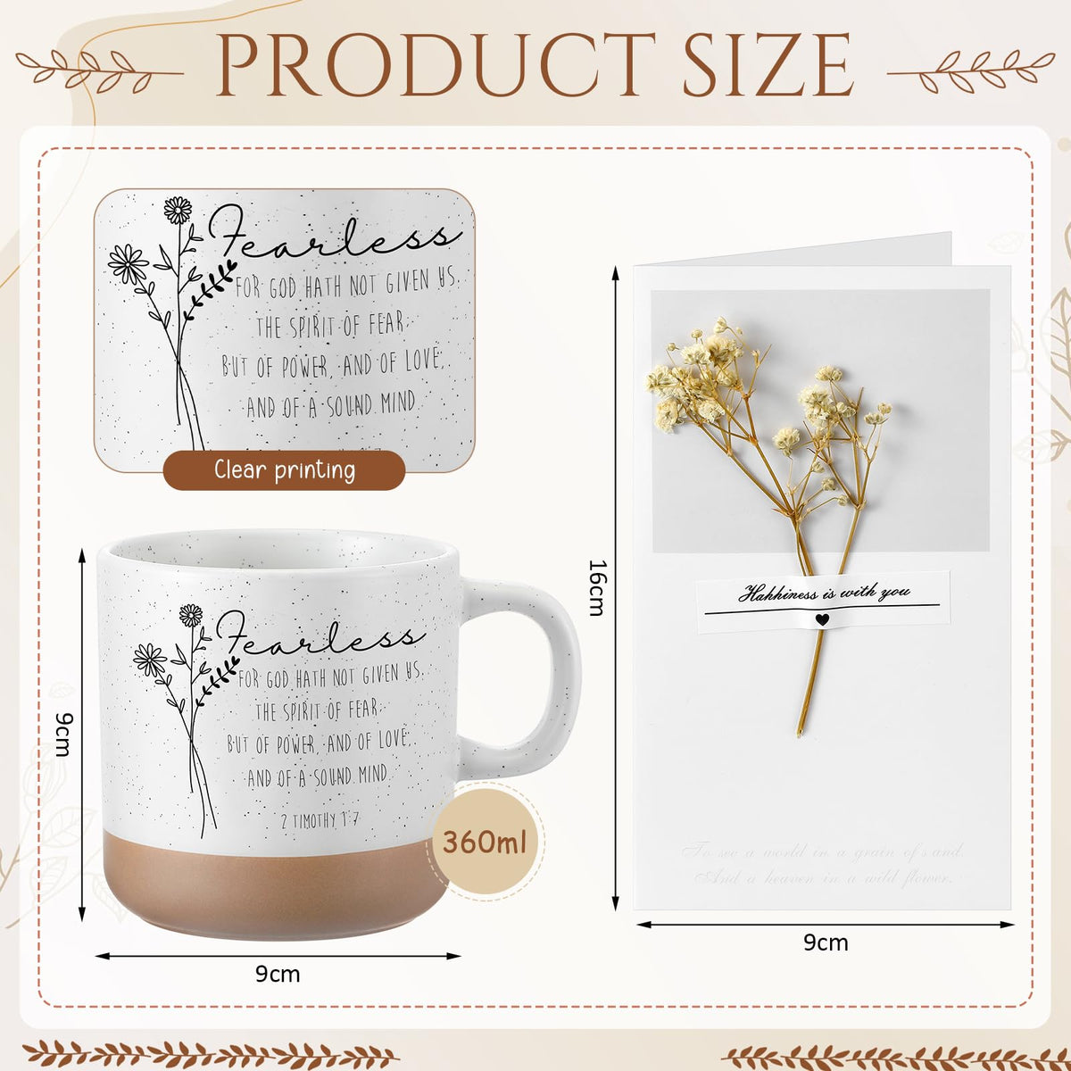 Suclain 7 Pcs Christian Religious Gifts, Spiral Notebook, Coffee Mug, Bible Bag, Ballpoint Pen, Makeup Bag, Inspirational Keychain for Women Easter Birthday Graduation Appreciation Gift(Inspirational)