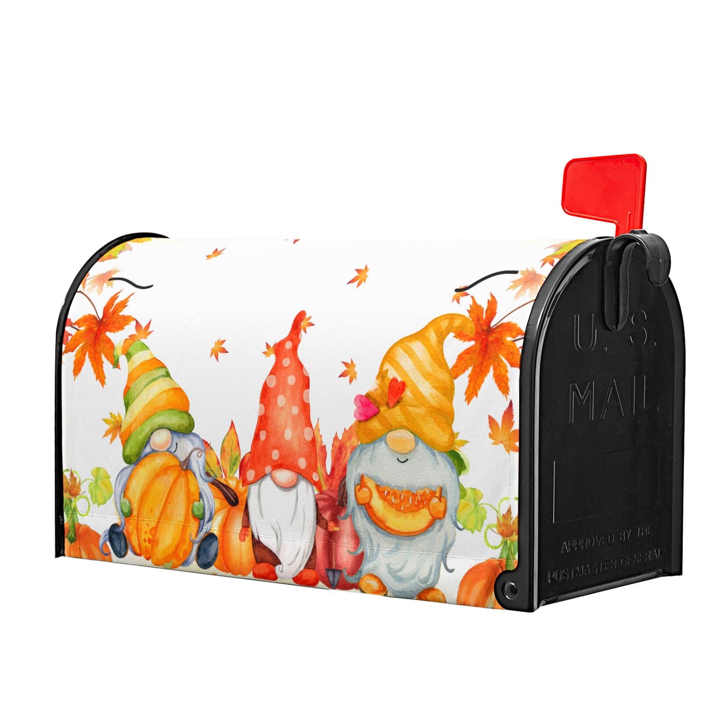 Fall Harvest Mailbox Cover Magnetic Large Size 25.5"x21" Autumn Thanksgiving Pumpkin Maple Leaves Mailbox Wraps Fall Gnome Post Letter Box Cover for Home Garden Yard Outdoor Decoration