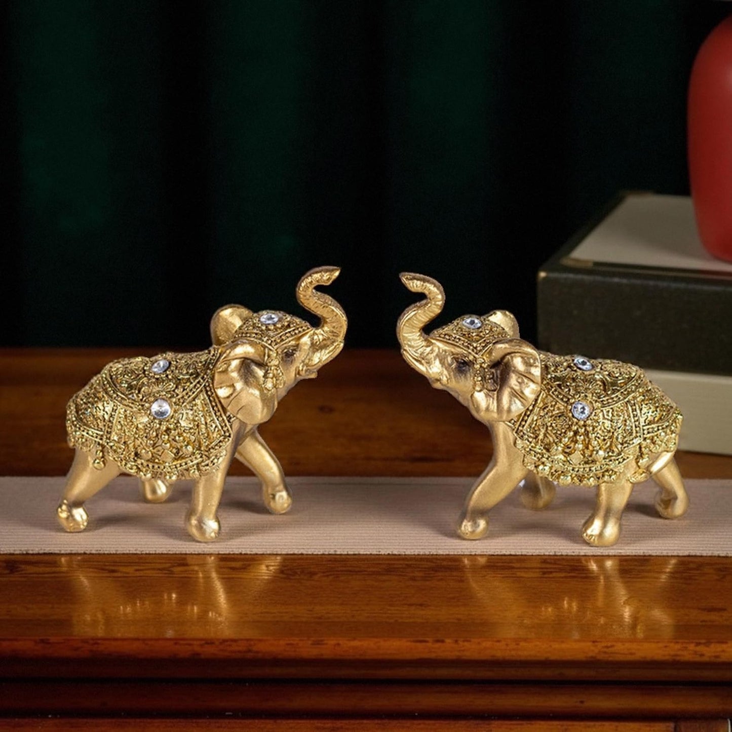 AGKZNTQP Decorative Golden Pair of Elephants Elephant Statues, Home Decoration Statues