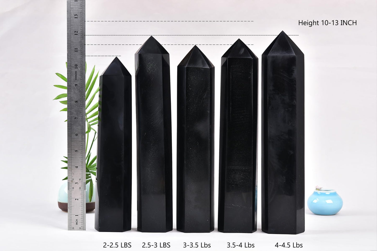 AMOYSTONE Obsidian Crystal Tower 4-4.5 Lbs Protective Stone Wand Natural Hexagonal Obelisk Column Centerpiece for Bookshelf Entryway Hallway Stand Focal Point Tabletop