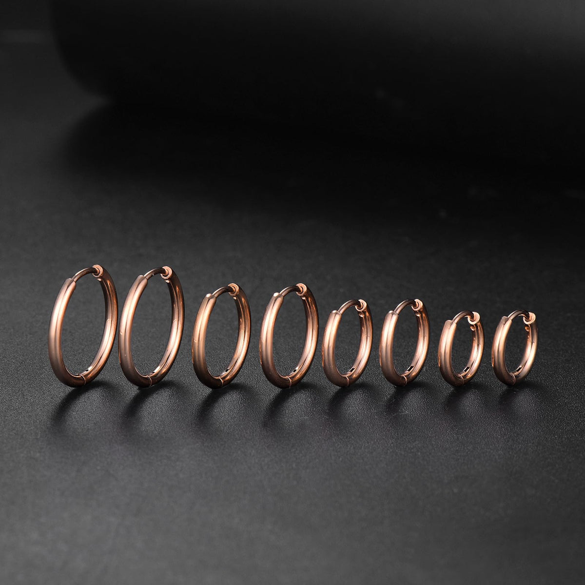 316L Surgical Stainless Steel Small Rose Gold Hoop Earrings 6mm 8mm 10mm 12mm Hypoallergenic Cartilage Hoop Earrings Helix Lobes Hinged Sleeper Earrings For Men Women