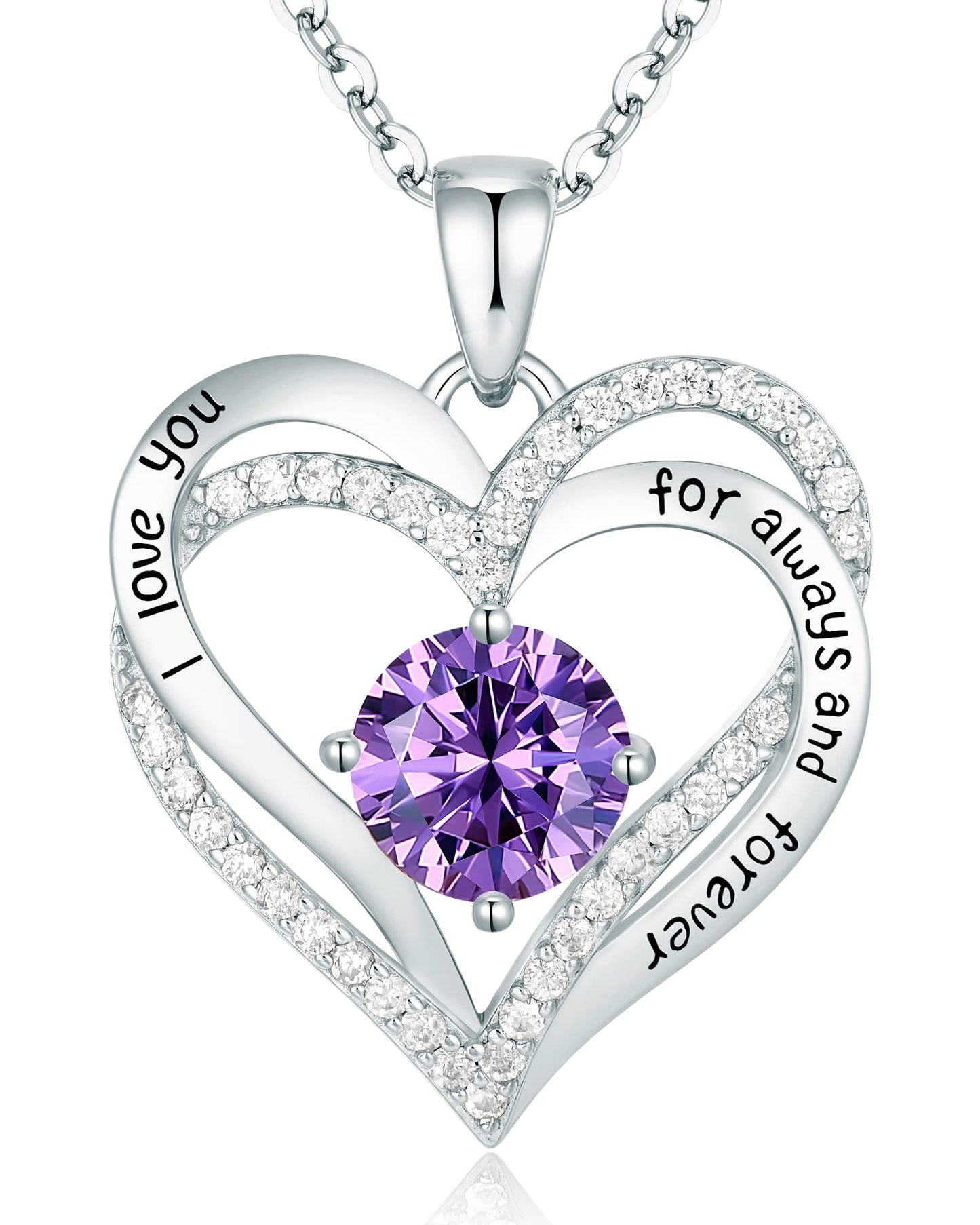 CDE Valentine's Day Gift Forever Love Heart Necklaces for Women, Wedding Anniversary, Birthday Mothers Christmas Day Gifts for Mom, Mother, Wife, S925 Silver Jewelry with Birthstone Pendant