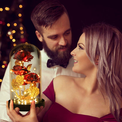 Womens Gift for Christmas Birthday Gift,Christmas Rose Gifts for Women,Galaxy Flower Rose with 2 Light Modes,Colorful Crystal Flower Enchanted Rose in Glass Dome,Xmas Gifts for Mom Wife Girlfriend