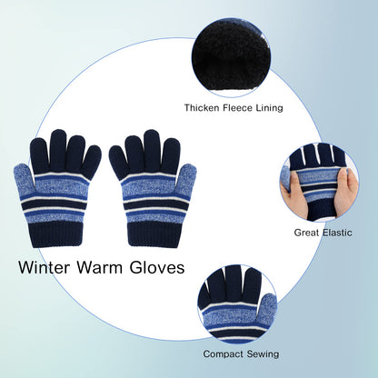 Kids Winter Hat Scarf Gloves Set, Kids Toddler Knit Warm Beanie Hat Scarf Gloves Set with Fleece Lined for 3-8 Year Old