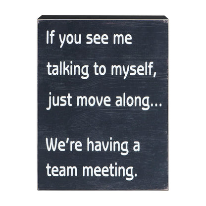Esur Funny Office Desk Decor Wood Box Sign - Home Office Decorations Supplies for Women - Cute Cubicle Desk Accessories