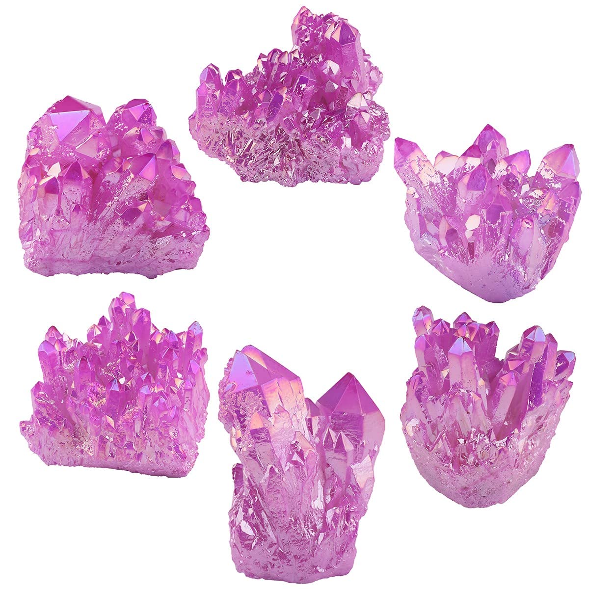 Nupuyai Titanium Coated Irregular Quartz Crystal Cluster Decor for Home Office Natural Druzy Rock Crystal Stone Specimen, Light Purple