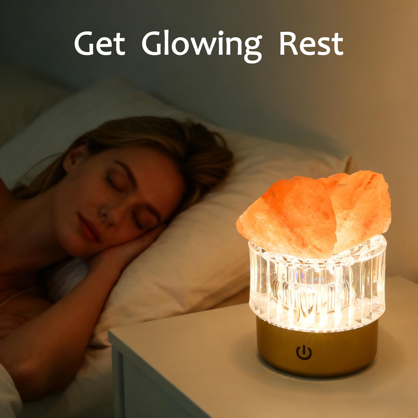 MYDAYS&DESIGN Salt Lamp Natural Pink Crystal Himalayan Salt Rocks, LED Light Dimmer with 3 Levels Cordless, Crystal Lamp Night Light Rechargeable for Room Home Decor Relaxation (Orange)