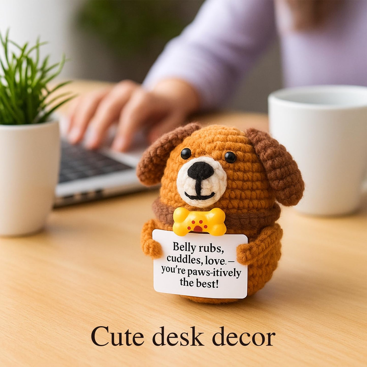 TWPER Dog Lovers Birthday Gifts for Women Men, Positive Crochet Animals Puppy, Funny Dog Mom Owner Gift for Friends Coworkers Thank You