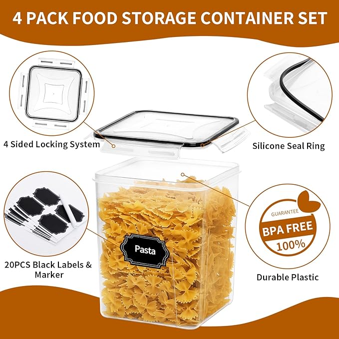4 Pack Large Airtight Food Storage Containers