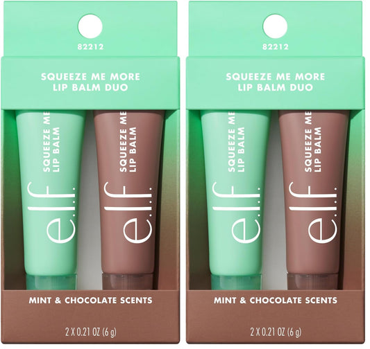 e.l.f. Squeeze Me More Lip Balm Duo, Moisturizing Balm For A Sheer Tint Of Color, Made With Hyaluronic Acid, Vegan & Cruelty-Free, Cherry & Bubblegum