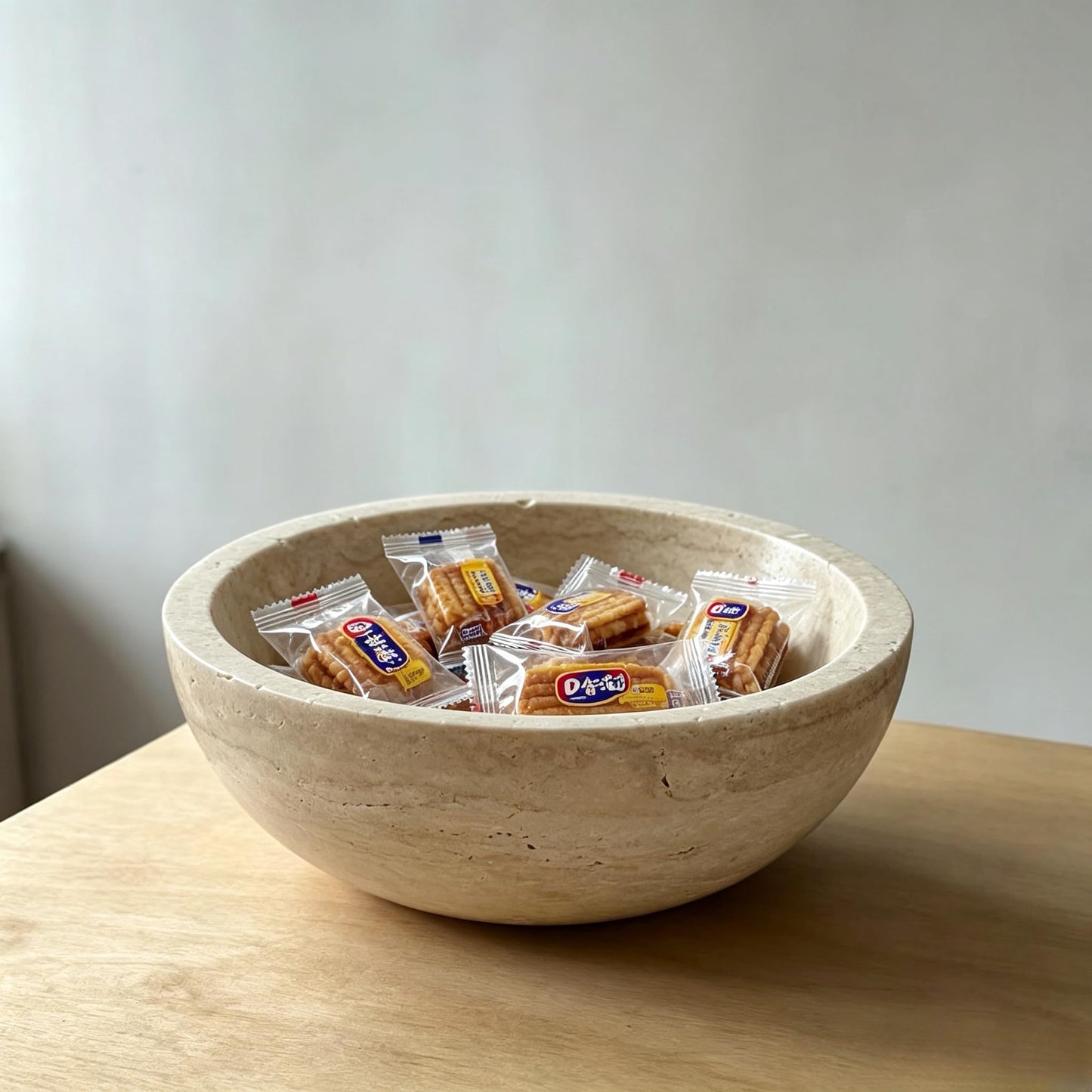 WILD WORKS Travertine Bowl, 6" Natural Stone Decorative Bowls for Entryway Table, Catchall Tray for Keys & Jewelry, Fruit Bowls for Kitchen Counter, Living Room Decor, Home Accent