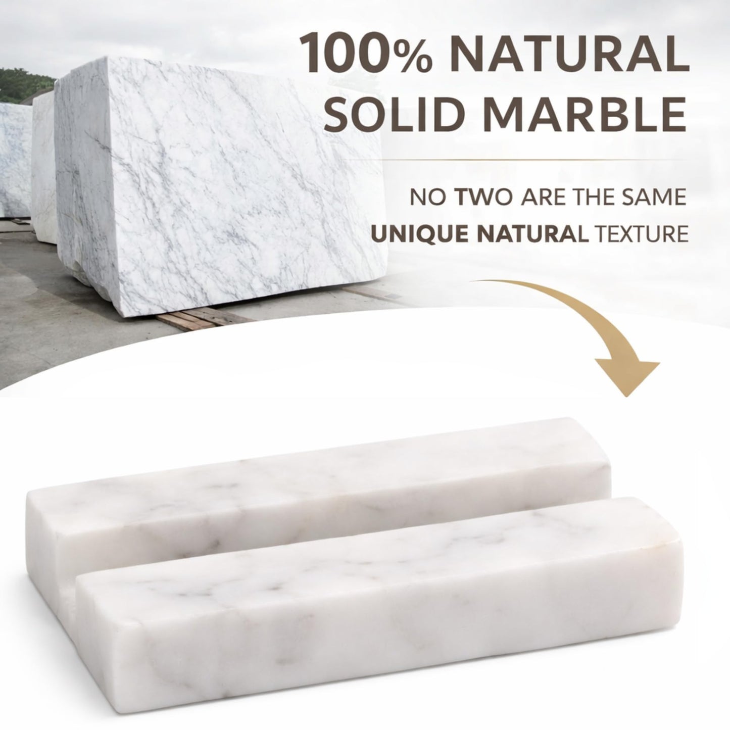 KC KULLICRAFT Business Card Holder for Desk - Business Card Display Holder - Made Of White Carrara Marble - Desk Organizer Stand For Business Cards - Cute Office Desktop Accessory For Men And Women.