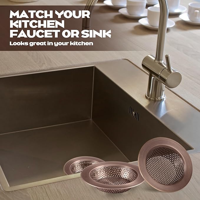 Retisee 2 Pcs Sink Strainer Stainless Steel Kitchen Sink Drain Strainer Basket