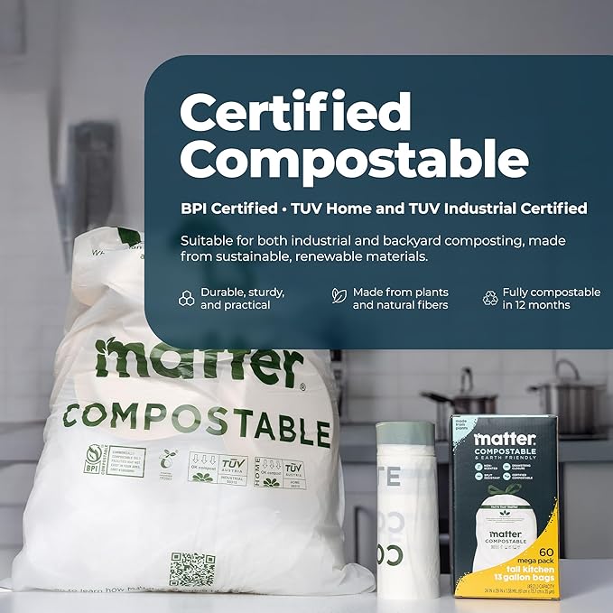 Matter Compostable 13 Gallon Tall Kitchen Trash Bags