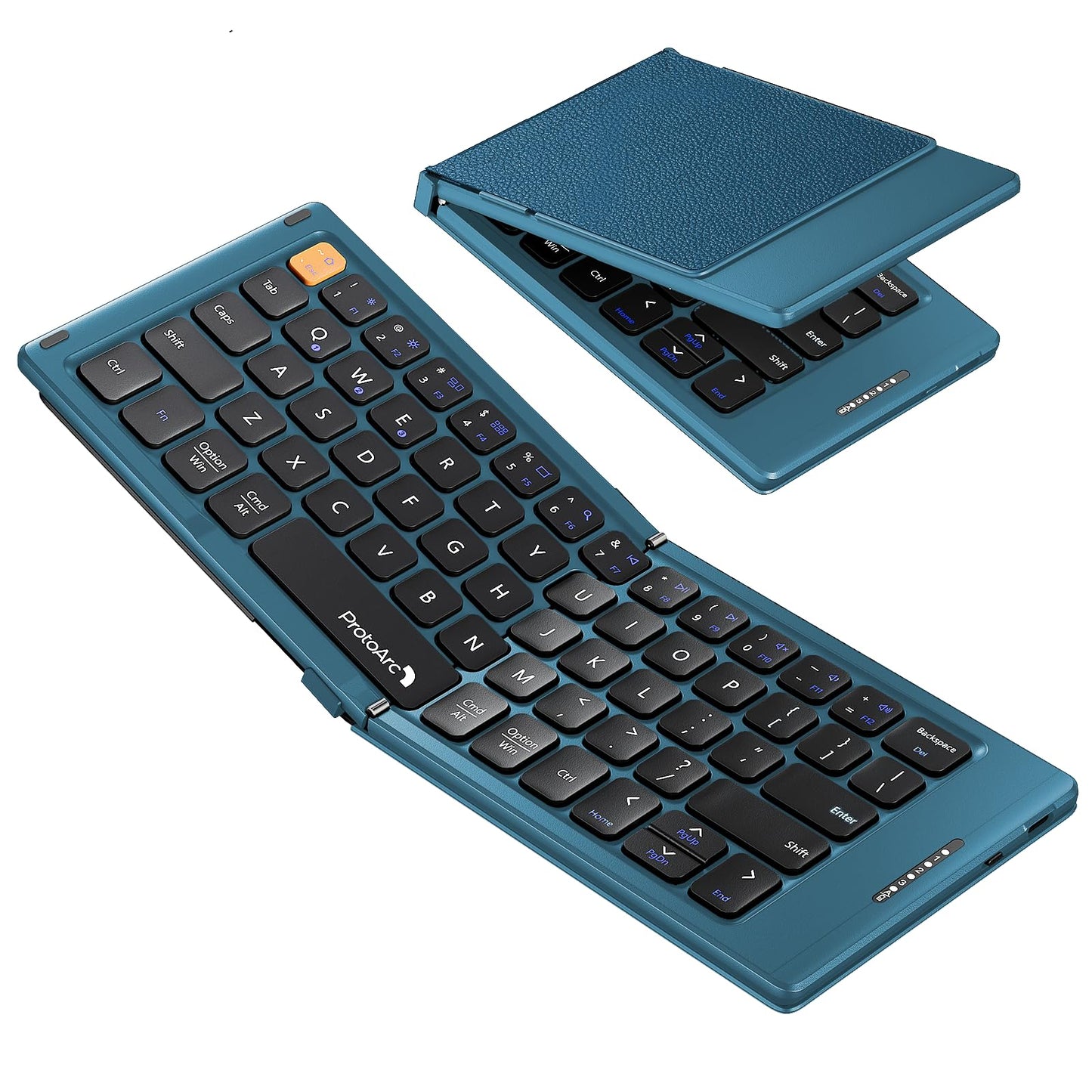 ProtoArc Foldable Compact Keyboard, XK04 Portable Bluetooth Keyboard with PU Leather Cover, Pocket-Sized Wireless Travel Keyboards for iPad, iPhone, Smartphone, Tablet and Laptop - Black