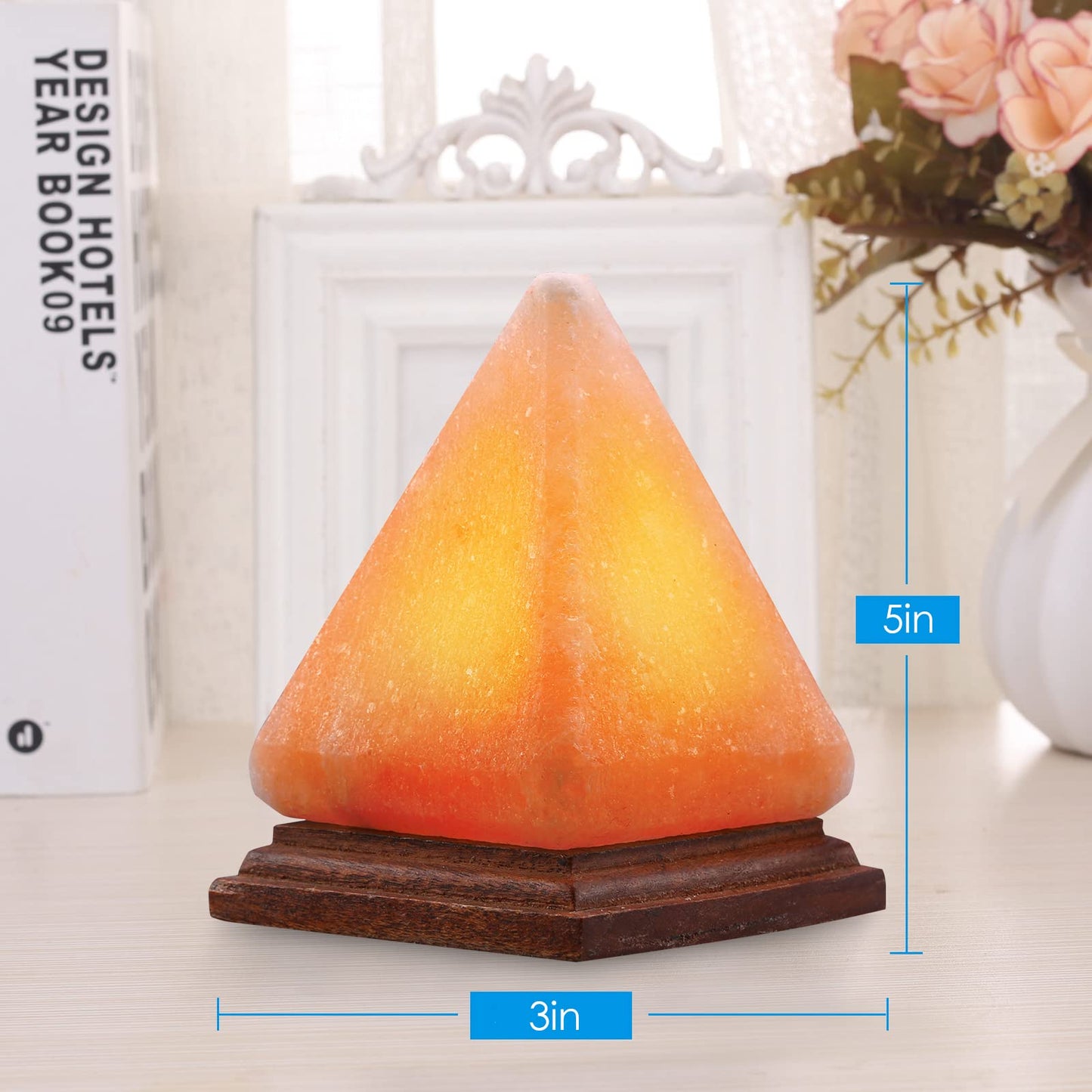 AMIR Pyramid Salt Lamp, 8 Colors Changing Himalayan Salt Lamp Crystal Rock Lamp, USB Salt Lamps Release Negative Ions for Bedroom, Living Room, Office Home Deco Yoga Gift