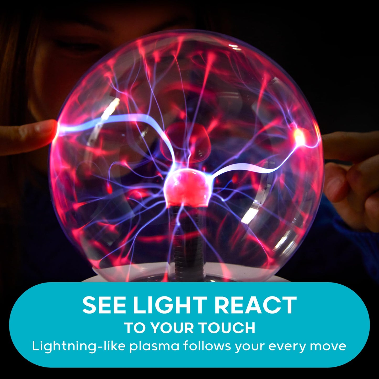 Discovery™ Plasma Globe Lamp - Touch & Sound Sensitive Lightning| Electric Tesla Coil Base Design| Educational STEM Toy| Home & Room Décor| Light-Up Plasma Orb| Interactive Globe| Fun Science Gift