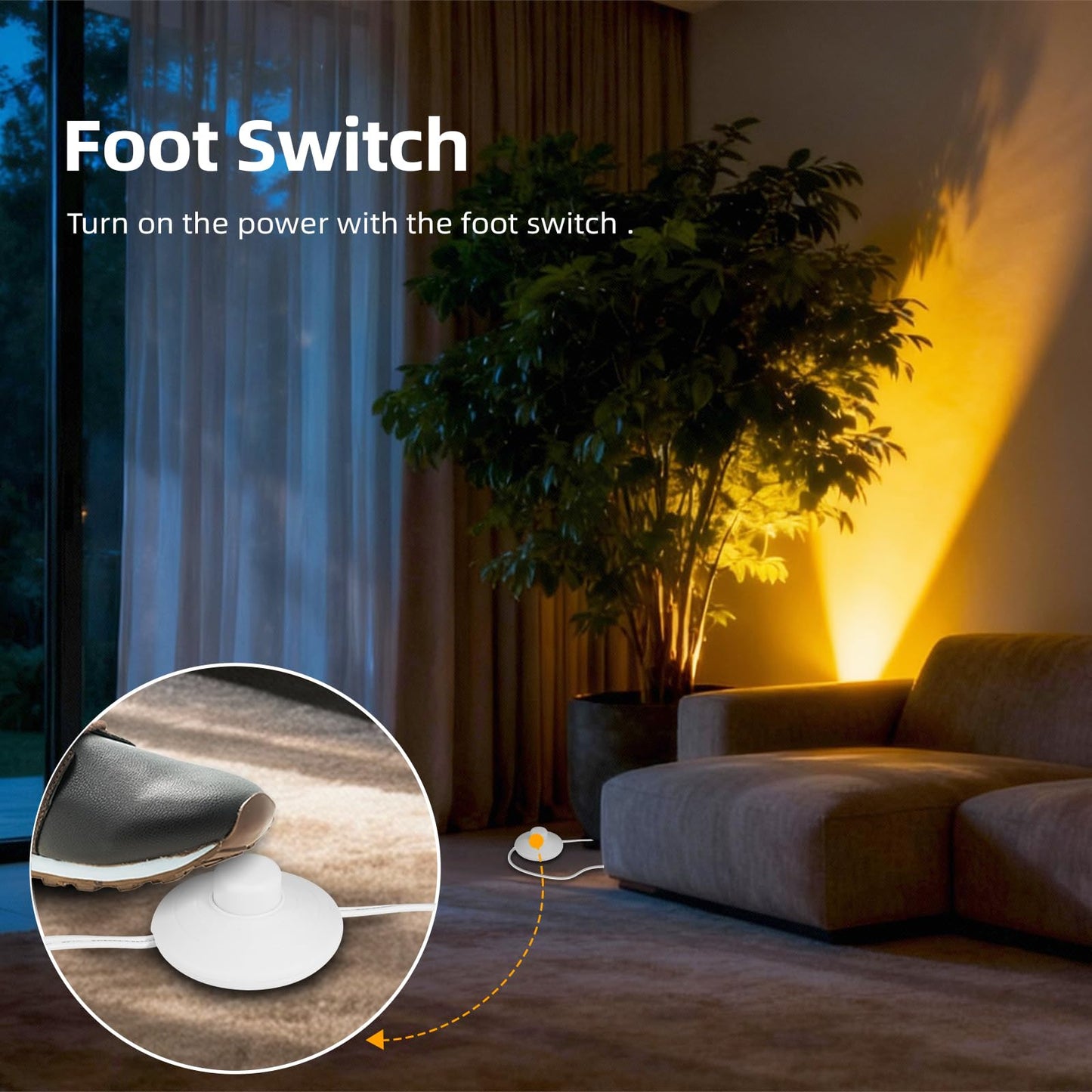 Ribgwo 2 Pack Uplighting Indoor Floor Can Lights,7W LED Up Lights with 3000K GU10 Bulbs, Spot Lights with 5.9 FT Plug Cord & Foot Switch,Ideal for Indoor Corners, Sofas, Plants, and Wall Art