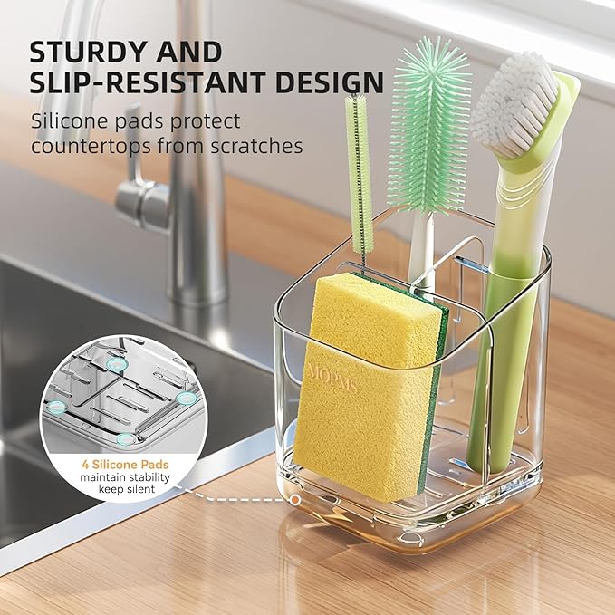 Minimalist Sponge Holder for Kitchen Sink, 3 Slots Sink Caddy
