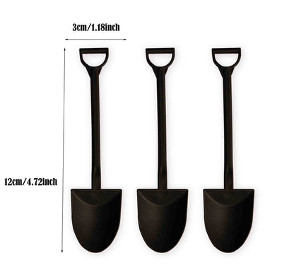 QWloog Magzipo Mini Shovel Shape Spoons,Disposable Plastic Dessert Spoon,Black(60)