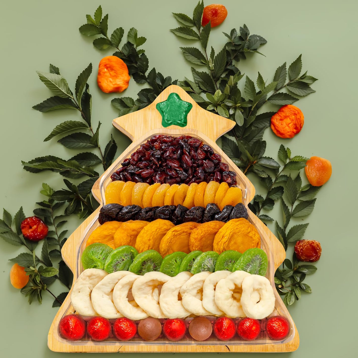 Fruit Gift Basket, Dried Fruit Christmas Tree Trivet Tray Assortment Christmas Tree | Great for Snacks, Healthy Gifts, Parties, Corporate, Sympathy, Holidays, Men, Women, Families | Bonnie and Pop