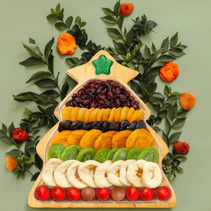 Fruit Gift Basket, Dried Fruit Christmas Tree Trivet Tray Assortment Christmas Tree | Great for Snacks, Healthy Gifts, Parties, Corporate, Sympathy, Holidays, Men, Women, Families | Bonnie and Pop