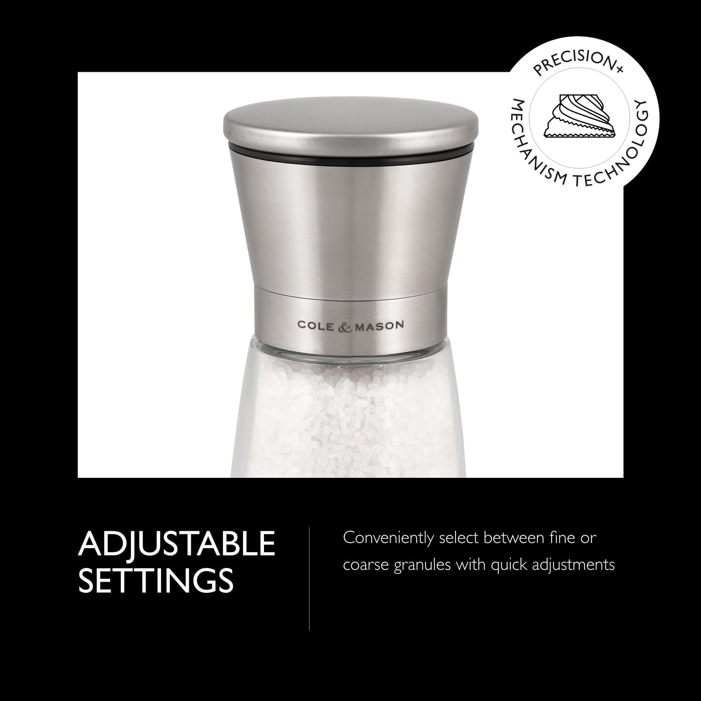 Cole & Mason Sunderland 5.5" Salt Mill Set for Sea Salt - Aesthetic Salt Mills - Kitchen & Home Essentials - Refillable Salt Mill Grinder - Acrylic Spice Mills