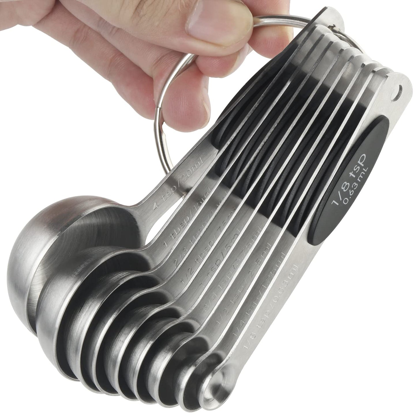 Magnetic Measuring Spoons Set of 9 Stainless Steel Stackable Measuring Spoons Heavy Duty Nesting Teaspoons Tablespoons for Measuring Dry and Liquid Ingredients