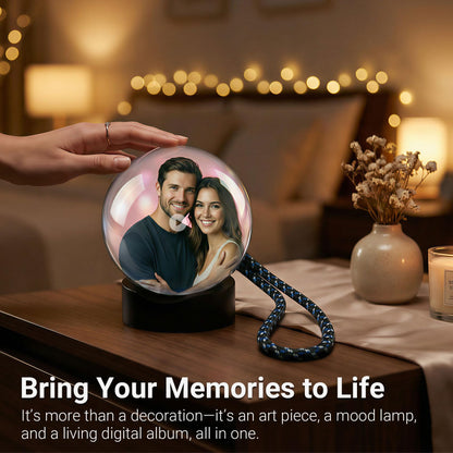 Sniegauu Memory Orb Ball – 2.7" Crystal Video Orb, USB Upload Photos & Videos, Auto Loop Playback, Personalized Gift for Couples, Anniversary, Birthday, Wedding & Mother's Day (Mac & Windows)