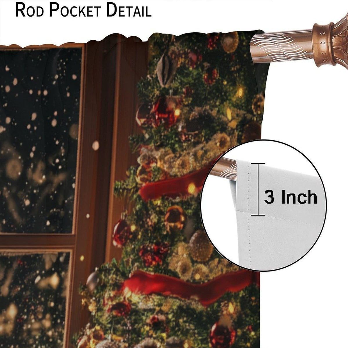 Merry Christmas Curtain Christmas Tree Gift Sled Winter Holidays Snowflake for Living Room Bedroom Decor Window Drapes 42" W X 45" L