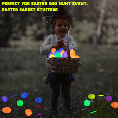 POPGIFTU 200 Mini Glow Sticks Bulk Pack, 8 Bright Colors 1.96" Glow in the Dark Sticks for Easter Egg Hunt, Basket Stuffers, Party Favors, Neon Parties, Weddings, Halloween, Classroom Prizes