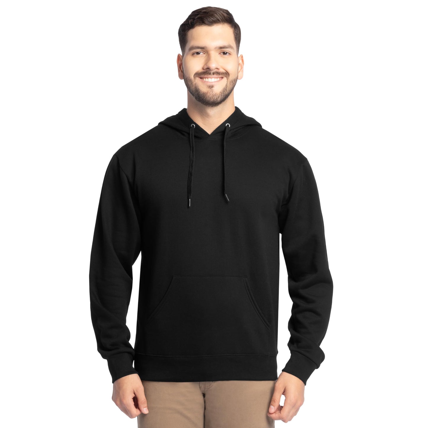 Fruit of the Loom Eversoft Fleece Hooded Sweatshirt, Moisture Wicking & Breathable, Black Pullover, X-Large