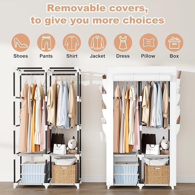 Portable Closet for Hanging Clothes, Portable Wardrobe Closet