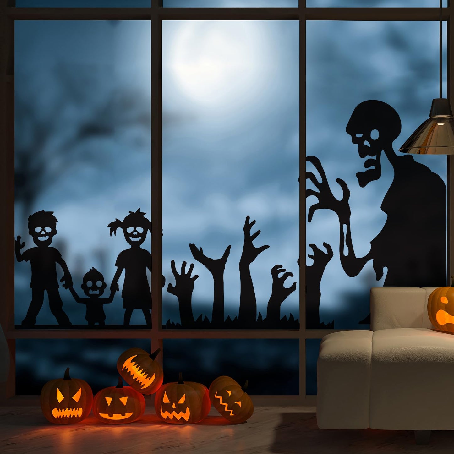 FYSUIMU 3Pcs Halloween Window Decor Large Scary Clings Fabric Decoration 47 x 31.5 Inch Black Zombie Arm Spooky Monster Window Silhouette Cover for Wall Garage Home Indoor Outdoor Trick or Treat Party