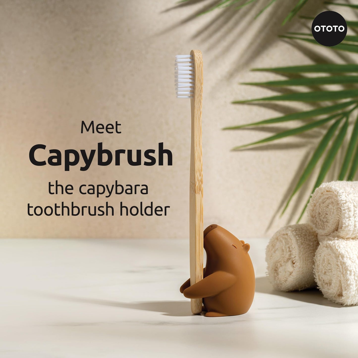 OTOTO Capybara Toothbrush Holder Set - Bathroom Organizer, Brush Holder, Funny White Elephant Gifts for Kids, Baby Gift (Capybrush)