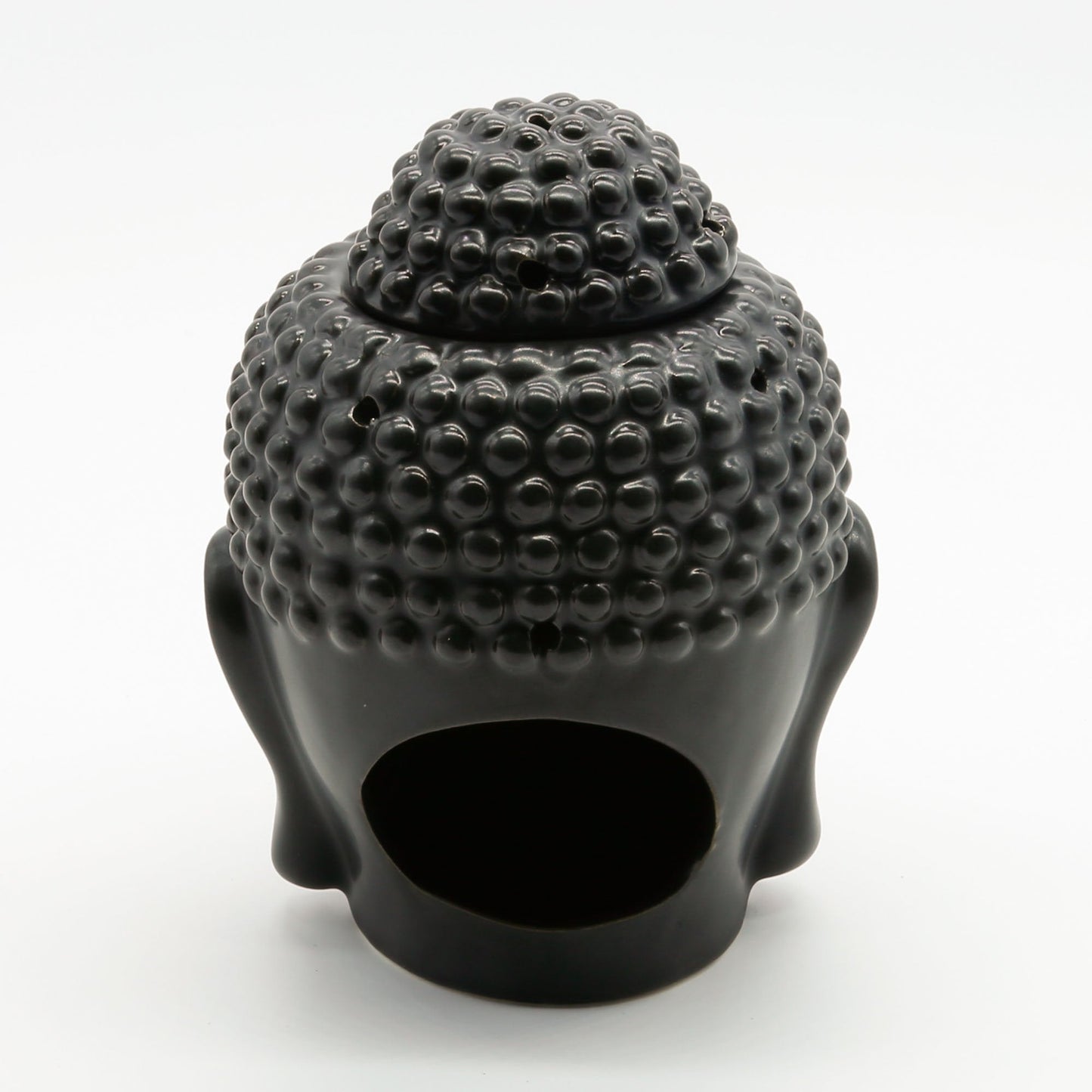 Omonic Porcelain Zen Garden Yoga Meditation Black Thai Buddha Head Statue Essential Oil Burner Home Decor (Black)