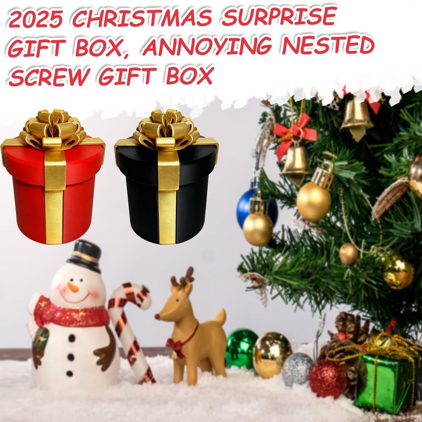 Annoying Nested Screw Gift Box, Annoying Gift Box, 10 Layer Reusable Prank Gifts Boxes for Cash and Small Surprises,Funny Money Puzzle Boxs for Birthday Christmas White Elephant Party (Red Gold)