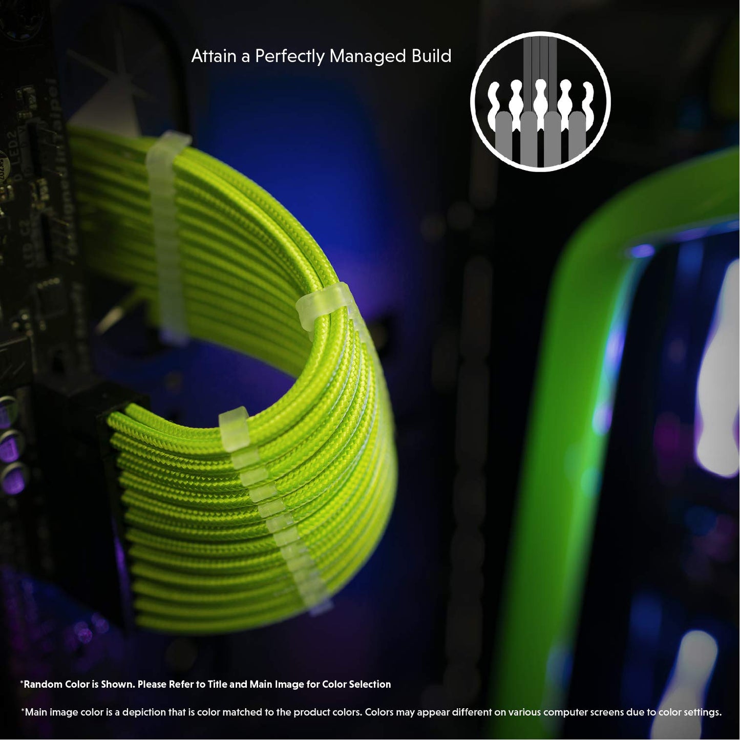 LINKUP - AVA 30cm PSU Cable Extension Sleeved Custom Mod GPU PC Braided w/Comb Kit | 1 x 24 P (20+4) | 2 x 8 P (4+4) CPU | 2 x 8 P (6+2) GPU set | 300mm - OrangeBlack