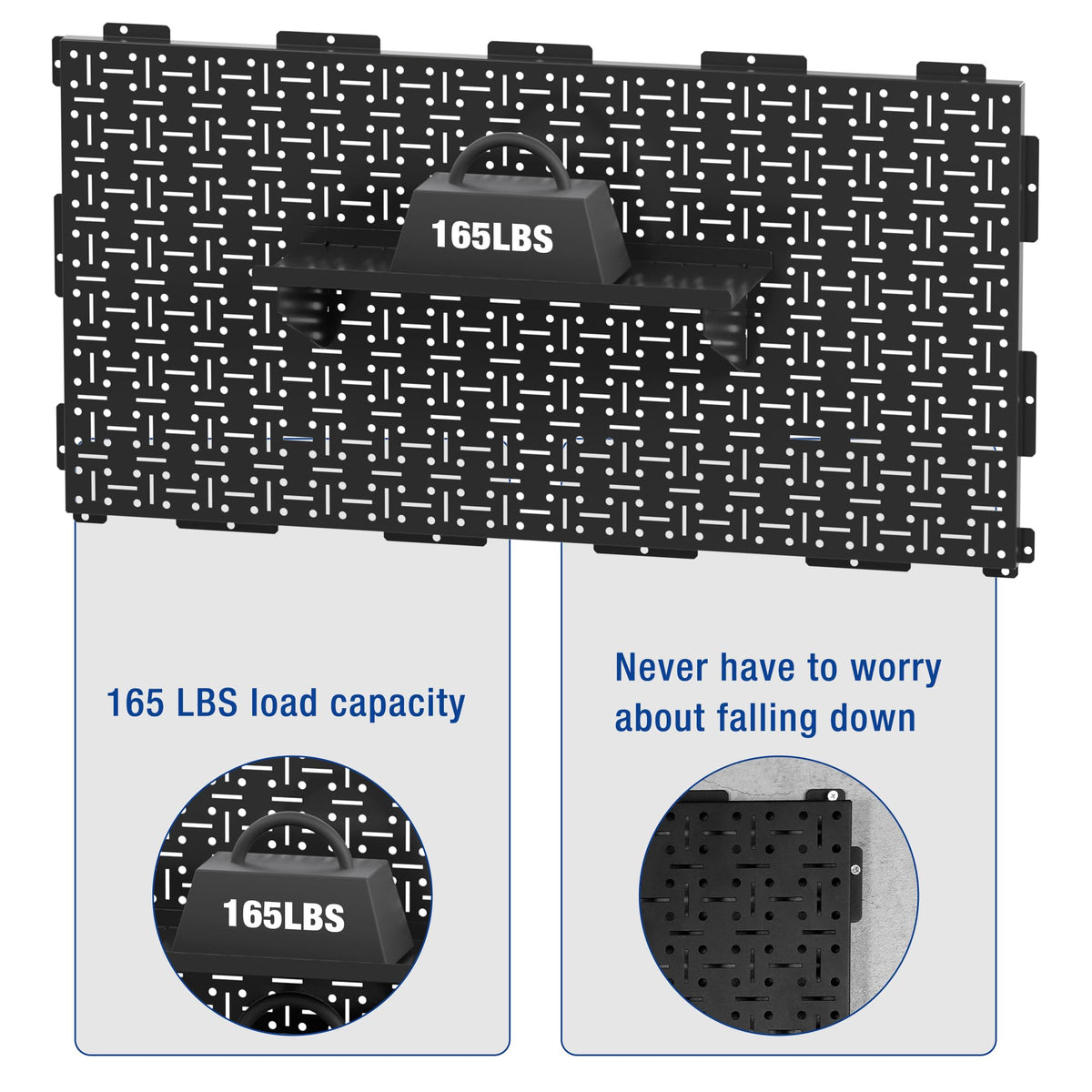 WORKPRO Metal Pegboard 16”x 32” Steel Panel with Round Holes & Vertical Slots, Black Heavy Duty Garage Peg Board Wall Pegboard Organizer for Wood Working Work Shop, Craft Room, 2 Pack