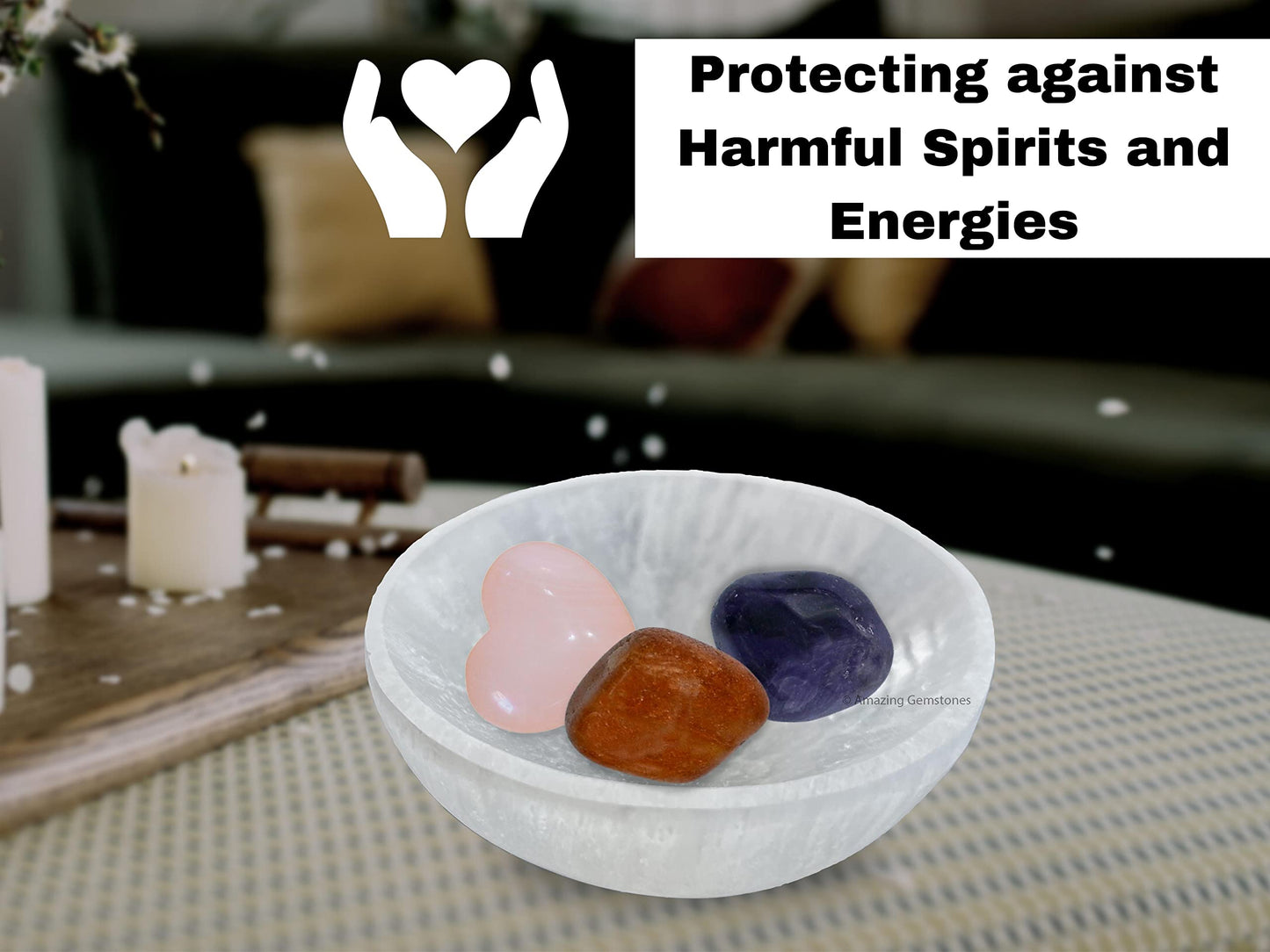 Amazing Gemstone Selenite Bowl - 4" Round Selenite Crystal to Charge your Healing Stones and Crystals - Selenite Charging Plate Bowl