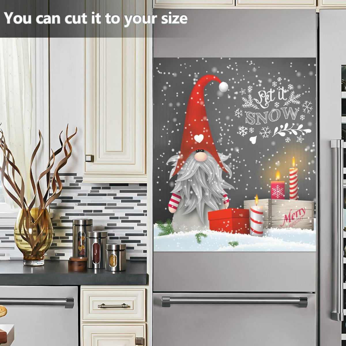 Kigai Christmas Gnome Dishwasher Magnet Cover, Kitchen Fridge Door Panel Magnet Sticker Appliance Wash Machine Magnet Cover 23 x 26 Inch