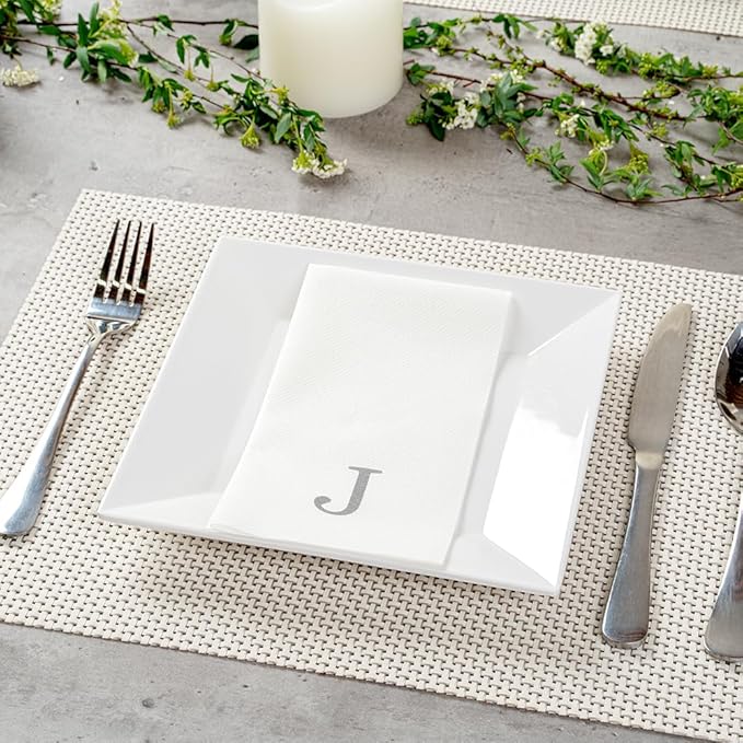 Luxenap 15.8 X 7.9 Inch Linen-Feel Guest Towels, 50 Lettered Hand Towels