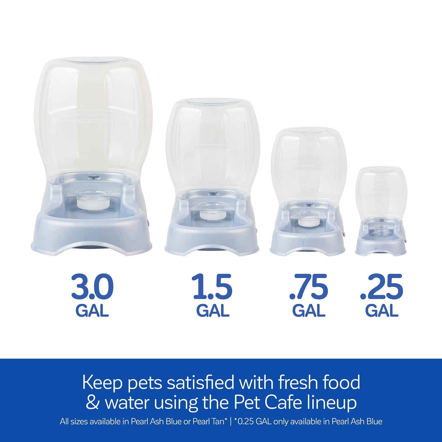 Petmate Pet Cafe Cat and Dog Water Dispenser - Water Bowl for Cats and Dogs, USA Made, .25 GAL, Pearl Ash Blue