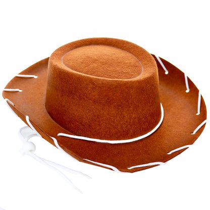 GiftExpress Brown Felt Cowboy Hat with Chin Strap - Cowgirl Costume Accessory for USA Western Rodeo Theme Party & Pretend Play - Young Boy & Girls, Child Size