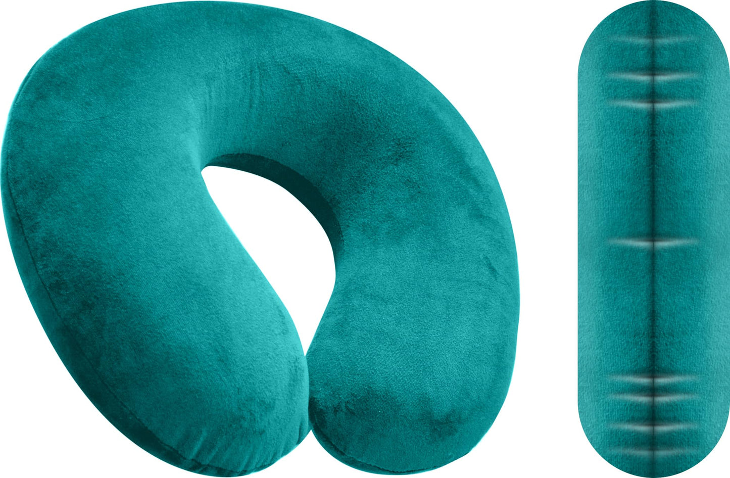 Memory Foam Moulded Pressure Relief Neck Cushion Comfort and Posture, Ideal for Travel Supports the Head, Neck and Chin when Sleeping use for Plane, Train or Car Journeys Travel Pillow In Teal